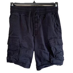 LCKR Men’s Black Cargo Shorts Size Small Hook & Loop Cargo Pockets Drawstring